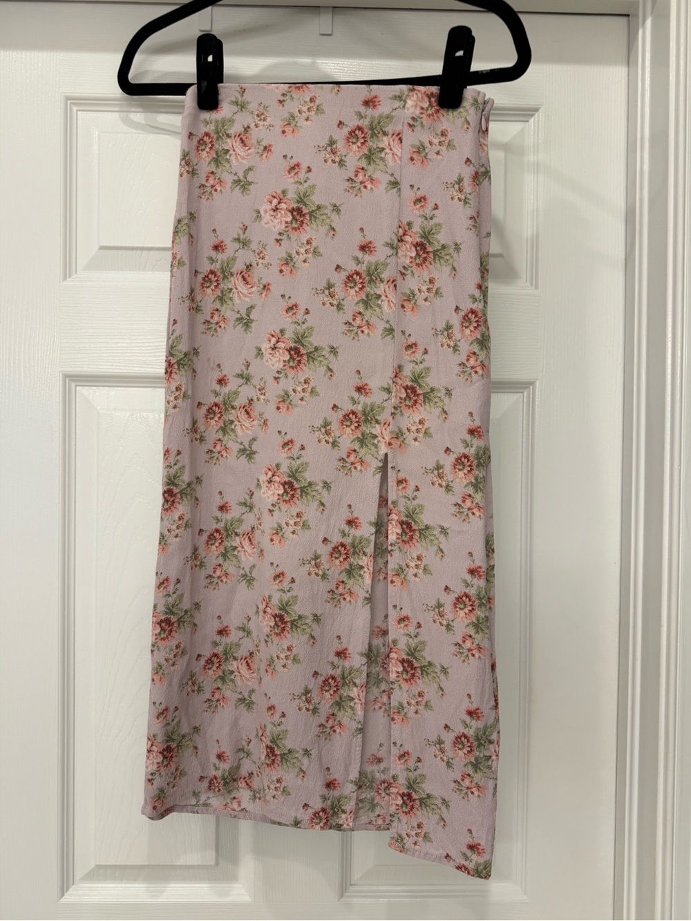 H&M Lavender Floral Midi Skirt with Pink and Green Bouquet